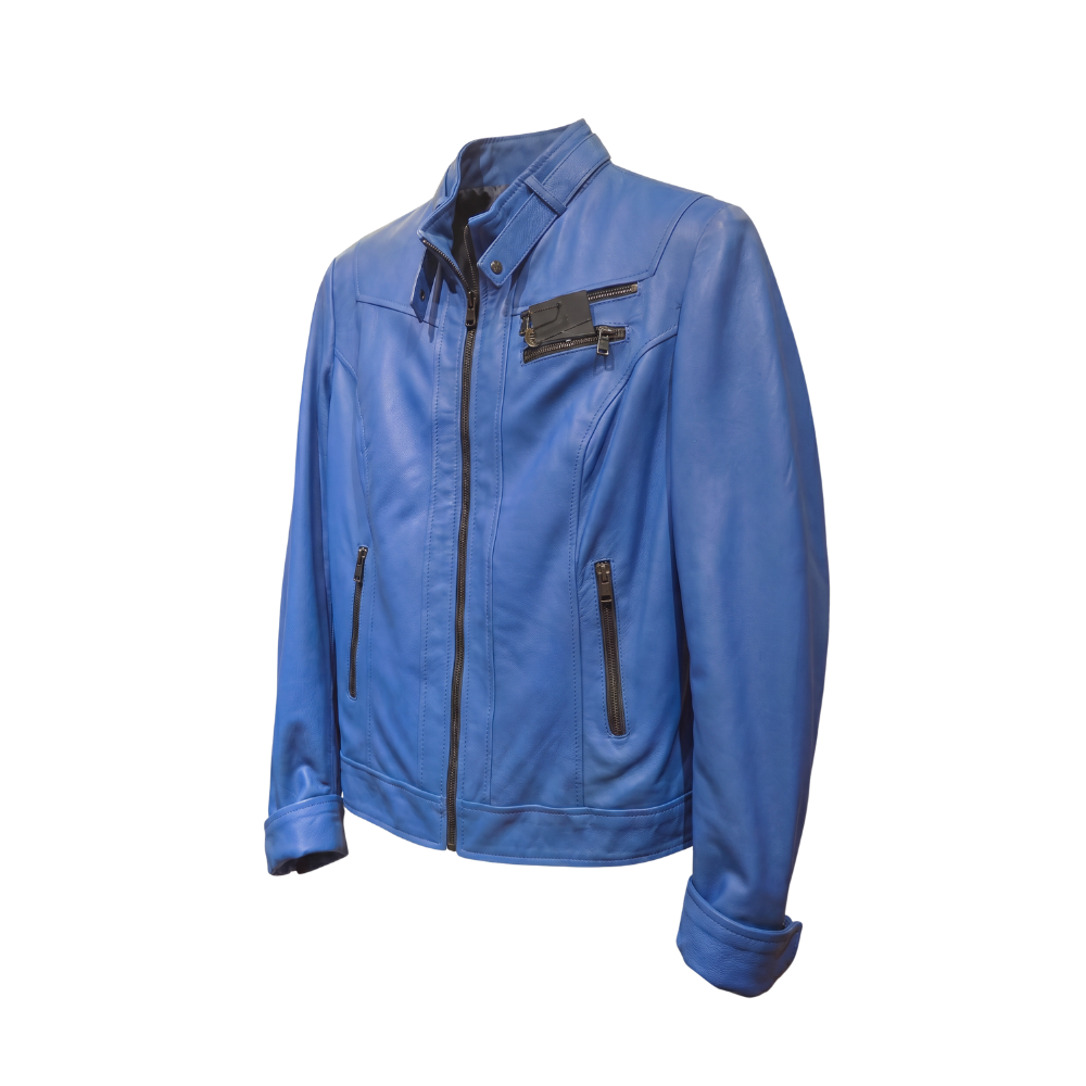 Electric Blue Leather Jacket