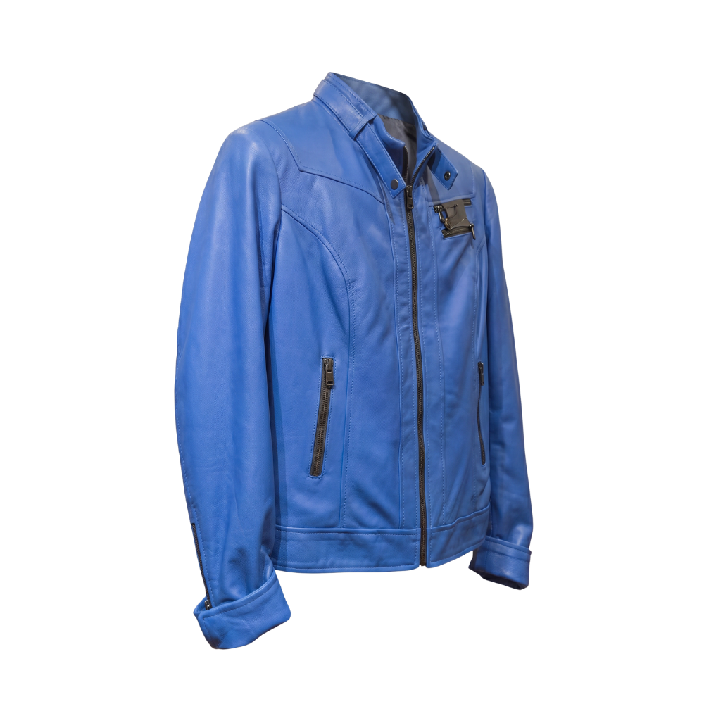 Electric Blue Leather Jacket