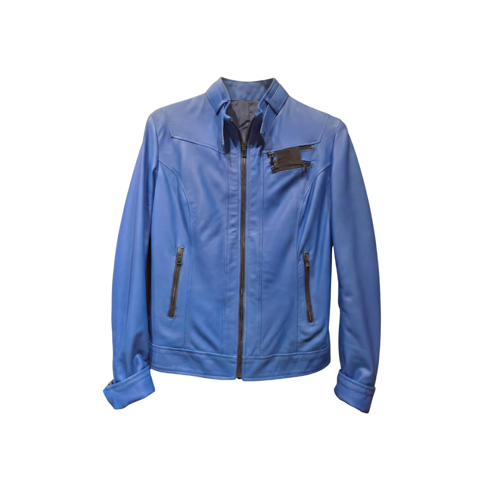 Electric Blue Leather Jacket