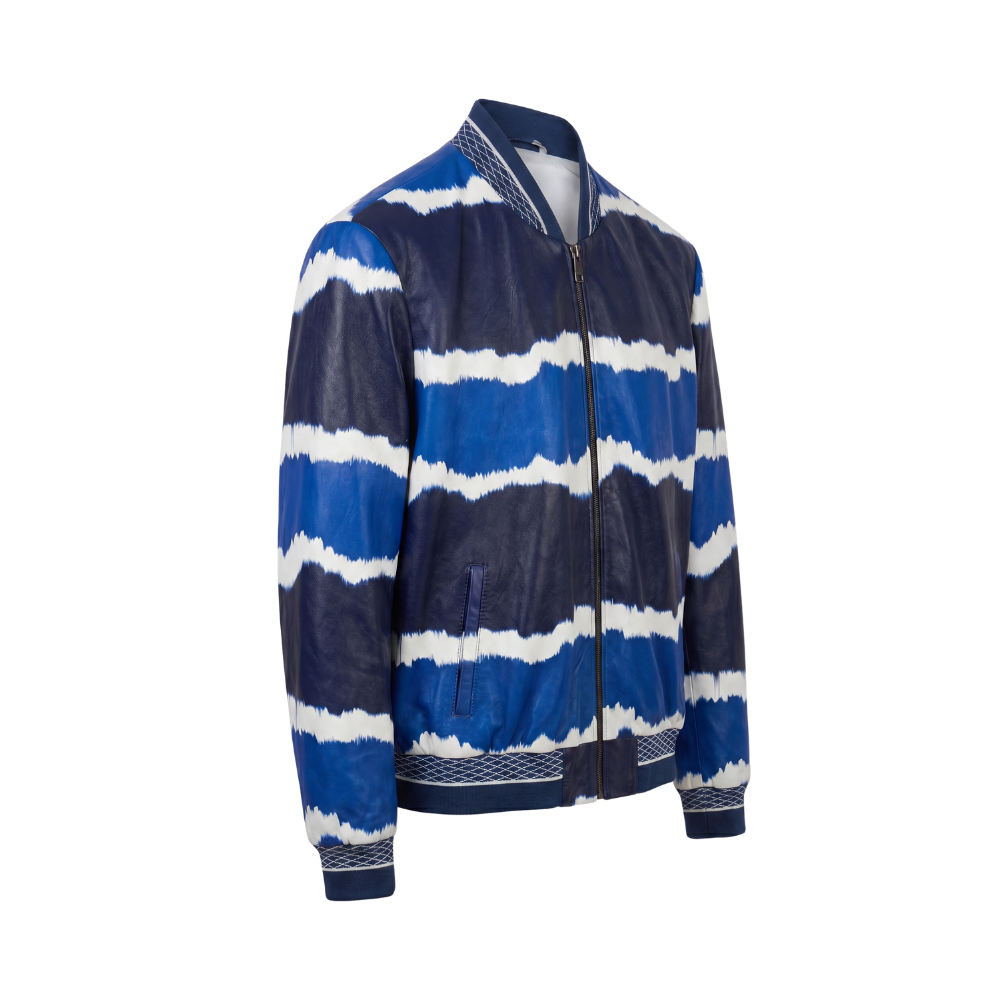 Wave Pattern Bomber Jacket