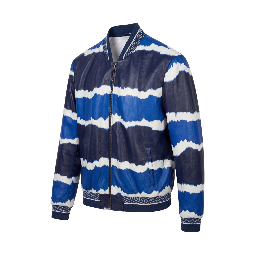 Wave Pattern Bomber Jacket