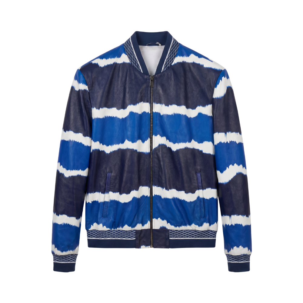 Wave Pattern Bomber Jacket