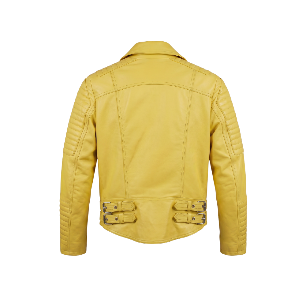 Yellow Biker Leather Jacket