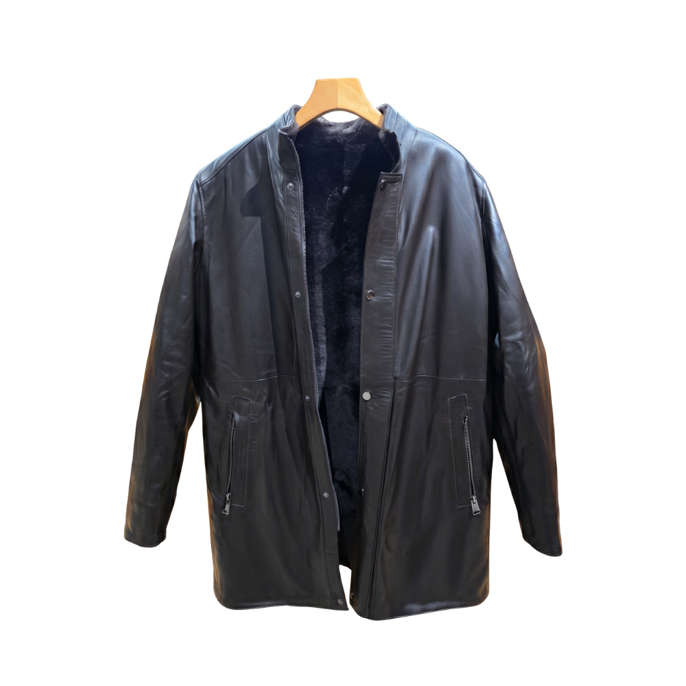 Classic Black Leather Coat