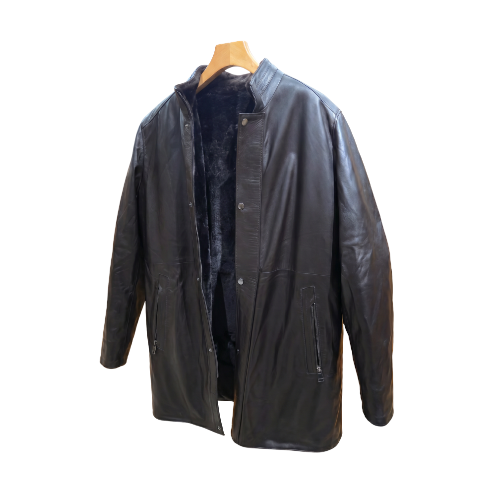 Classic Black Leather Coat