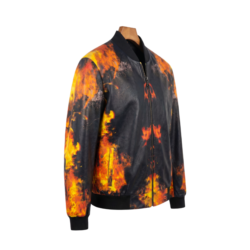 Fire Graphic Bomber Jacket