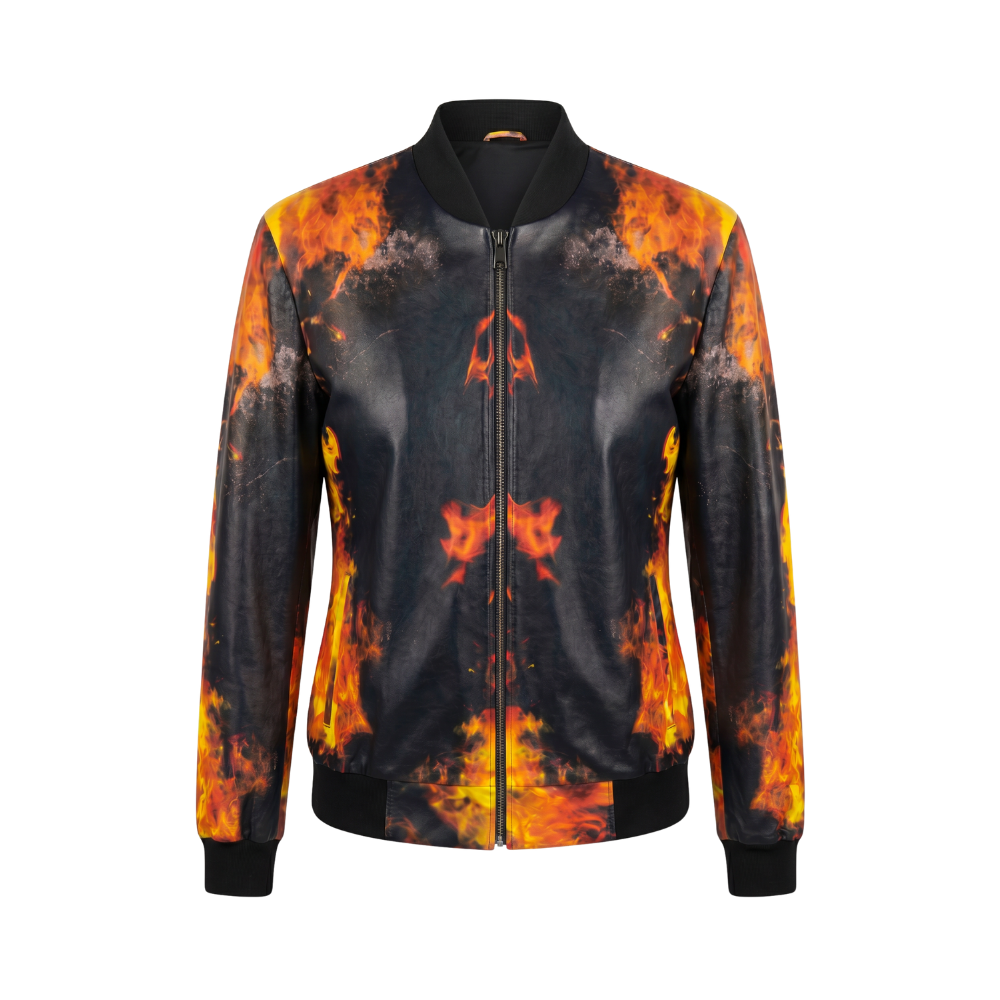 Fire Graphic Bomber Jacket