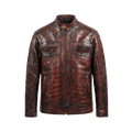 Burgundy Croc Leather Jacket