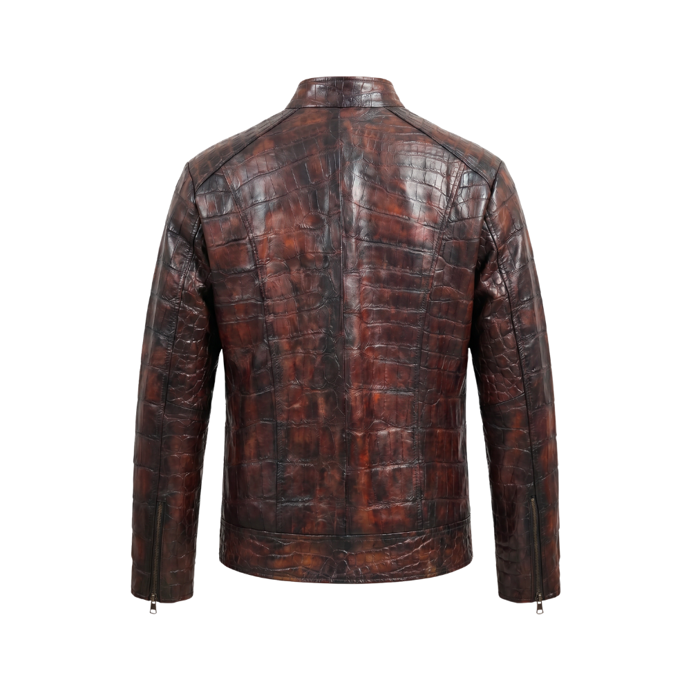Burgundy Croc Leather Jacket