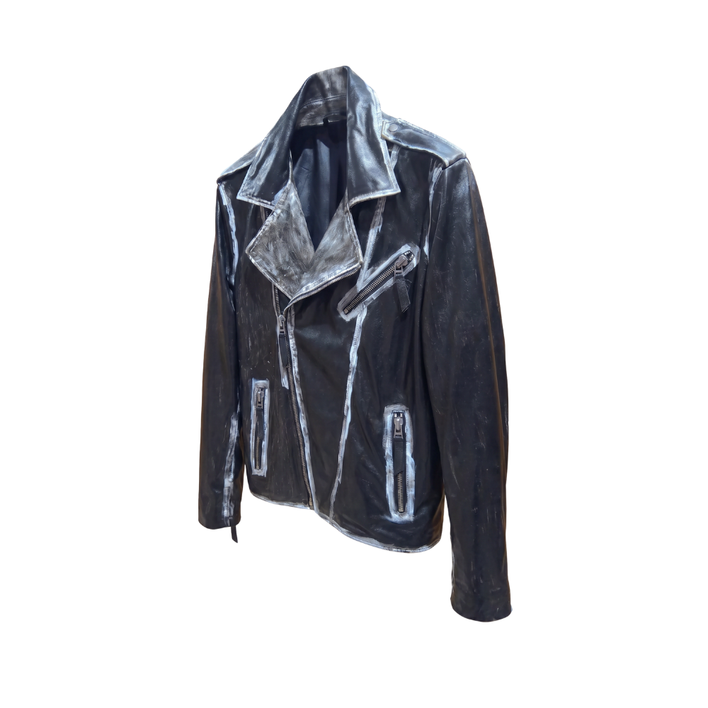 Distressed Black Biker Jacket