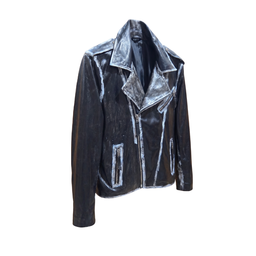 Distressed Black Biker Jacket