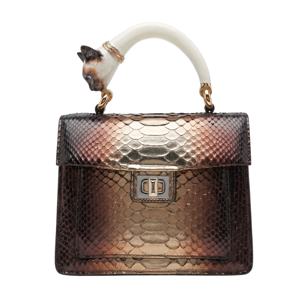 Luna Python Leather Top Handle Bag