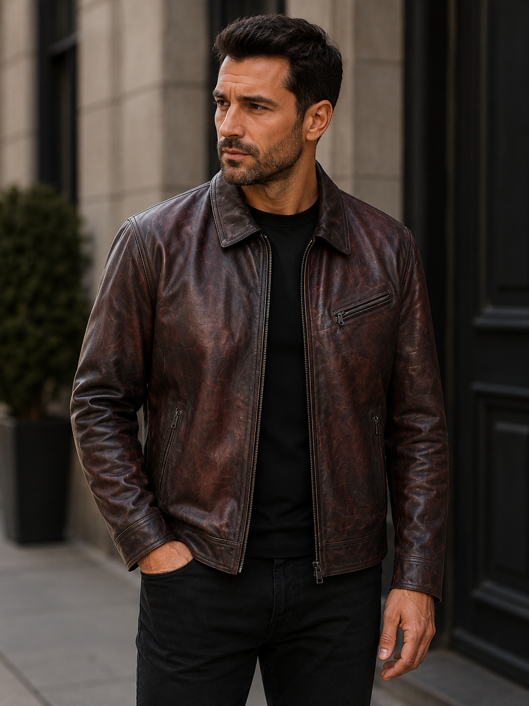 Vintage Brown Leather Jacket